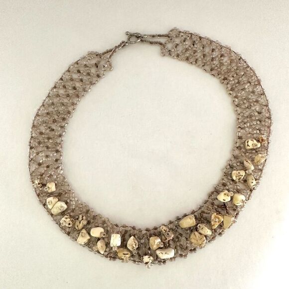 Beaded collar stone choker necklace - Picture 9 of 11